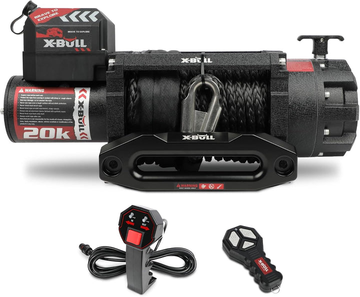 X - BULL Electric Winch 20000 LBS 12V Synthetic Rope SUV Jeep Truck 4WD