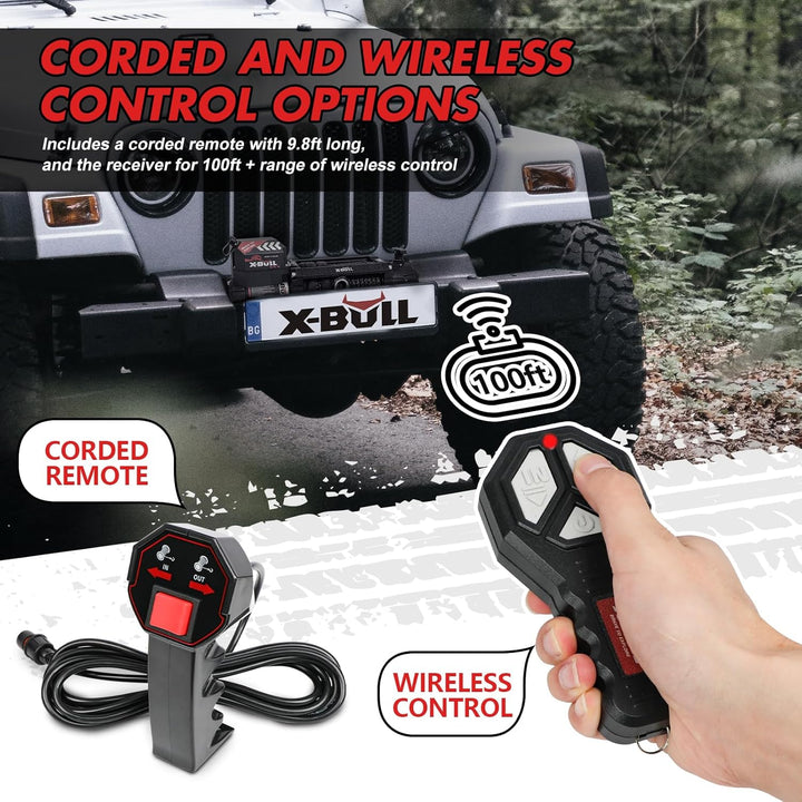 X - BULL Electric Winch 20000 LBS 12V Synthetic Rope SUV Jeep Truck 4WD