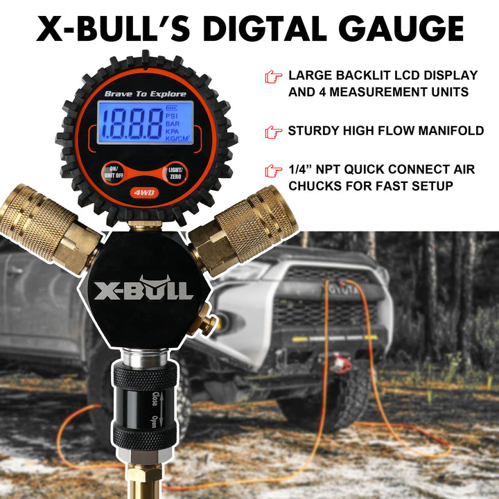 X - BULL 4 - Tire Inflation Deflation System Air Down Tire Deflators for Car Truck