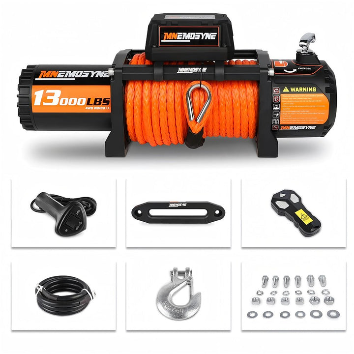 MNEMOSYNE Electric Winch 13000lbs Synthetic Rope Towing Trailer Truck 4WD 4x4