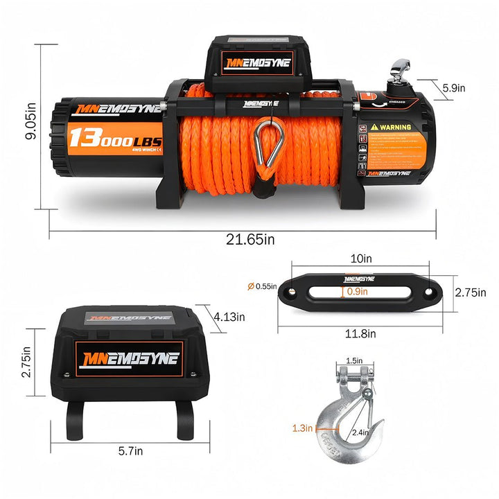 MNEMOSYNE Electric Winch 13000lbs Synthetic Rope Towing Trailer Truck 4WD 4x4