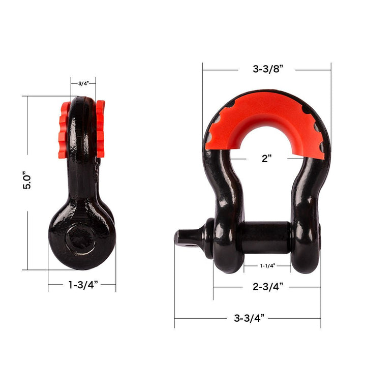 XBULL 2PCS D Ring Shackle Bow 3/4" 5T