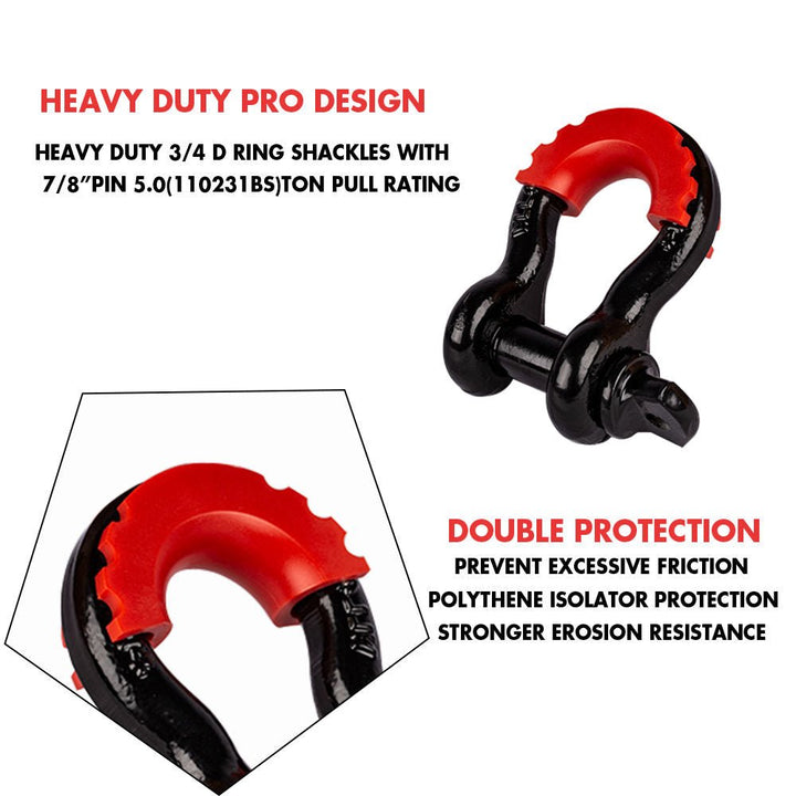 XBULL 2PCS D Ring Shackle Bow 3/4" 5T