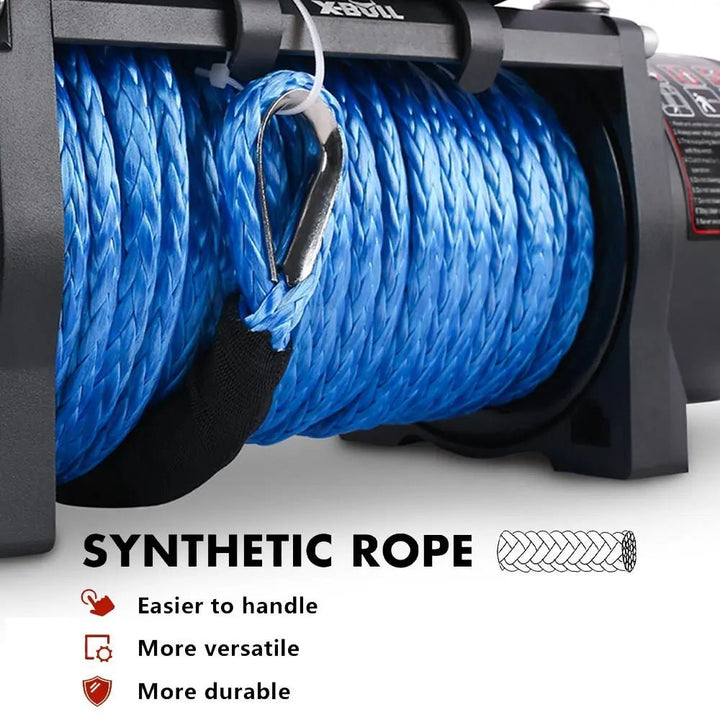 X - BULL Electric Winch 12000 LBS 12V Synthetic Rope SUV Jeep Truck - X - BULL