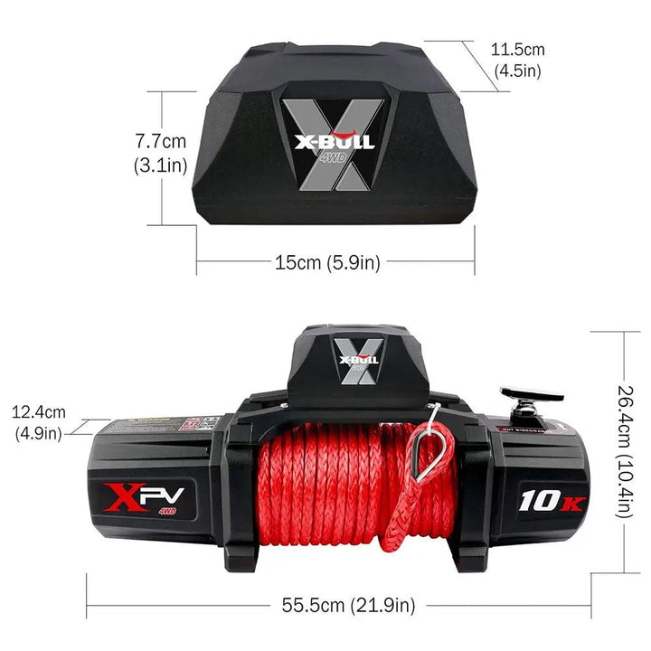 X-BULL Electric Winch XPV 10000 LBS 12V Synthetic Rope SUV Jeep Truck 4WD - X-BULL