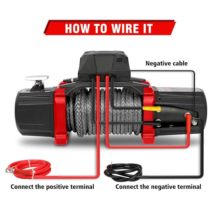 X - BULL Electric Winch XPV 10000 LBS 12V Synthetic Rope SUV Jeep Truck 4WD Grey