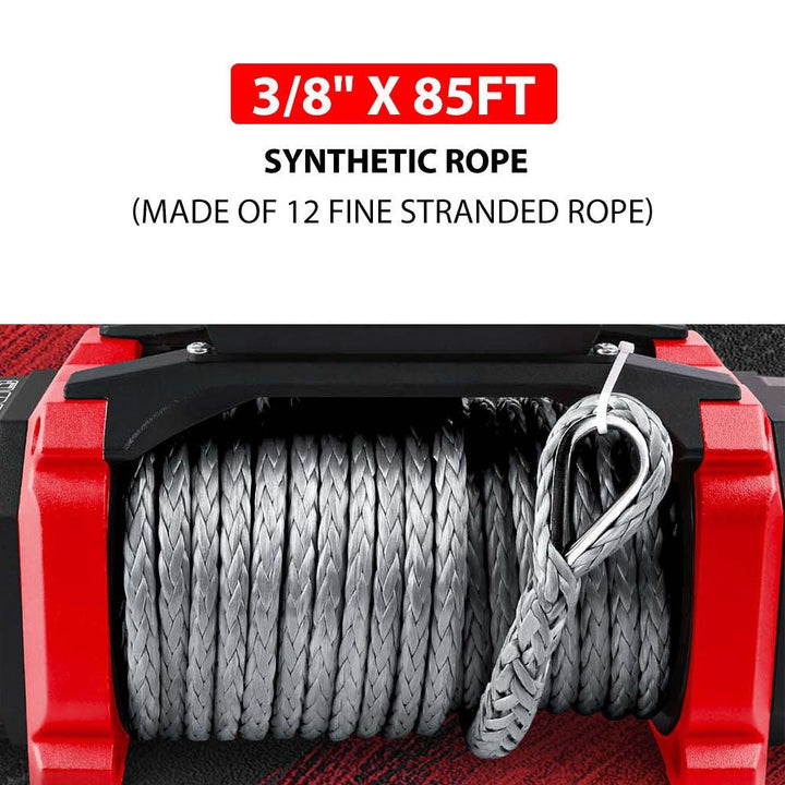 X - BULL Electric Winch XPV 10000 LBS 12V Synthetic Rope SUV Jeep Truck 4WD Grey