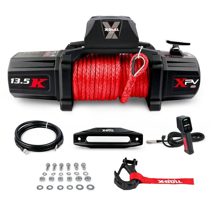 X - BULL Electric Winch XPV 13500 LBS 12V Synthetic Rope SUV Jeep Truck 4WD（test item） - X - BULL