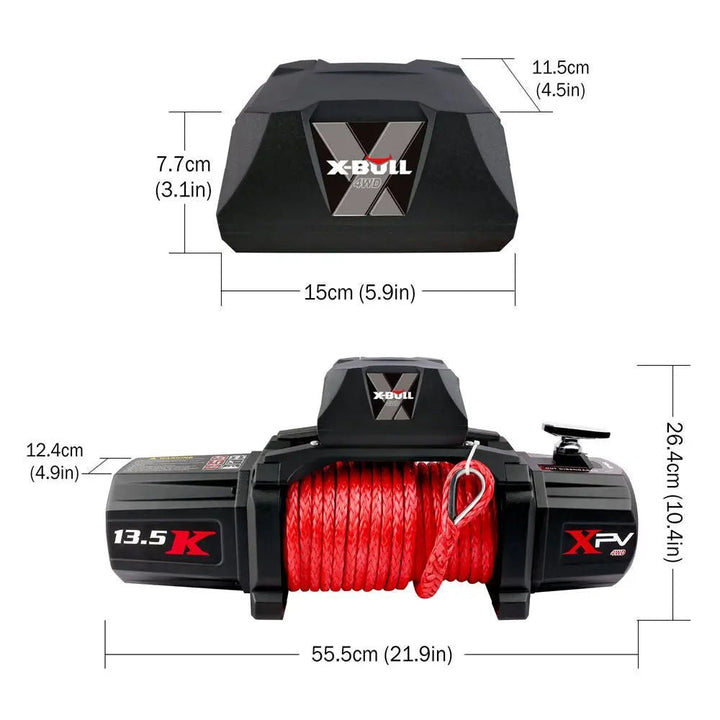 X - BULL Electric Winch XPV 13500 LBS 12V Synthetic Rope SUV Jeep Truck 4WD（test item） - X - BULL