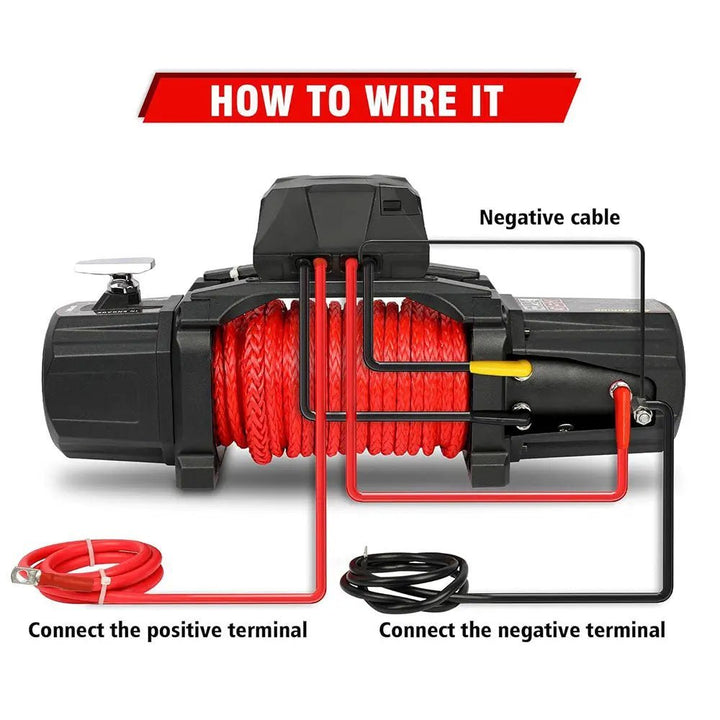 X - BULL Electric Winch XPV 13500 LBS 12V Synthetic Rope SUV Jeep Truck 4WD（test item） - X - BULL