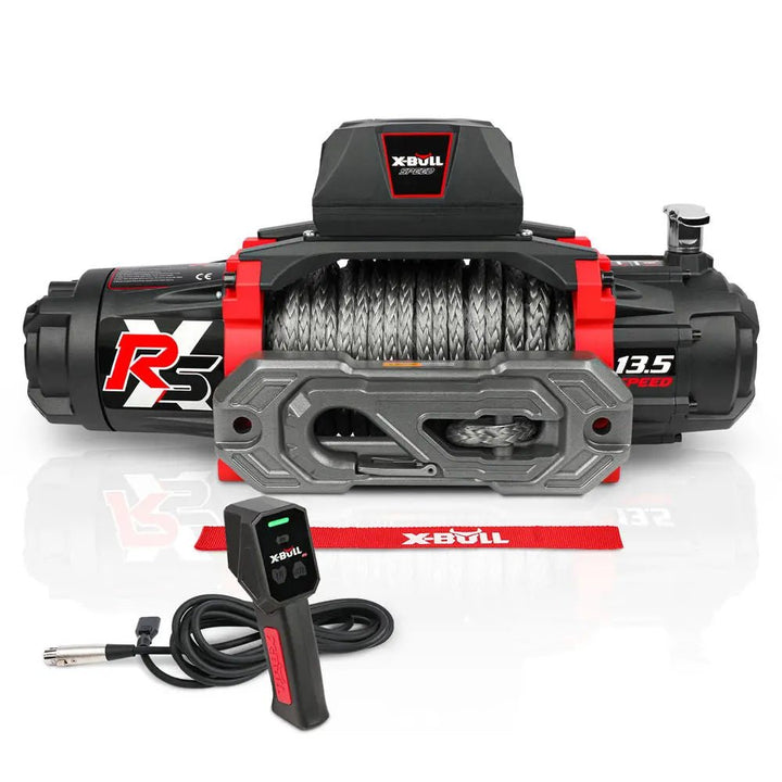 X-BULL Electric Winch XRS 13500 LBS 12V Synthetic Rope for Towing Truck Off Road with 2 in 1 Wireless Remote - X-BULL