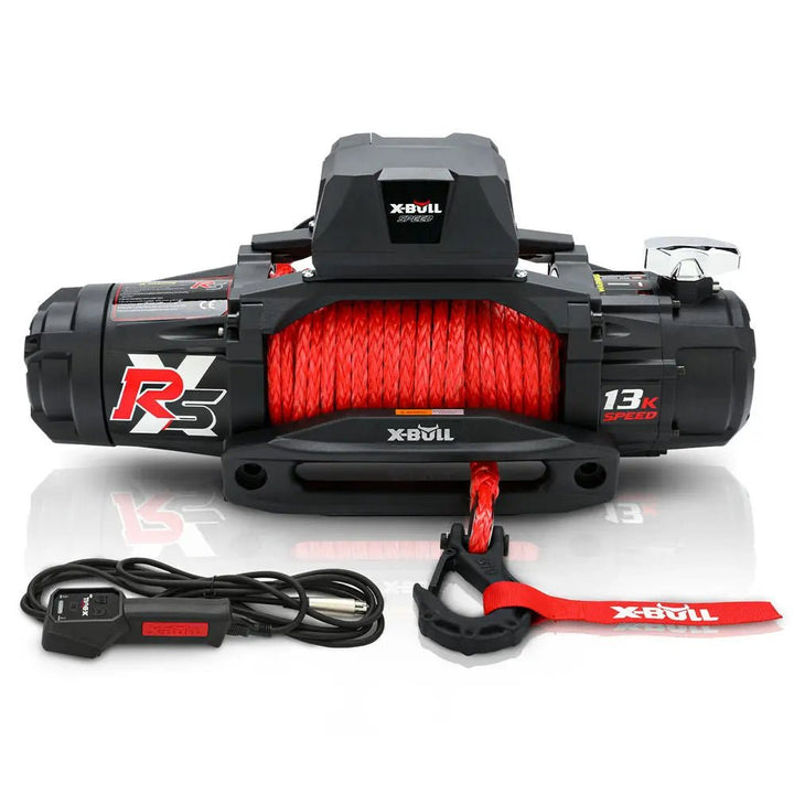 X-BULL High Speed Electric Winch XRS 13000 LBS 12V Synthetic Rope for SUV Jeep Truck 4WD - X-BULL