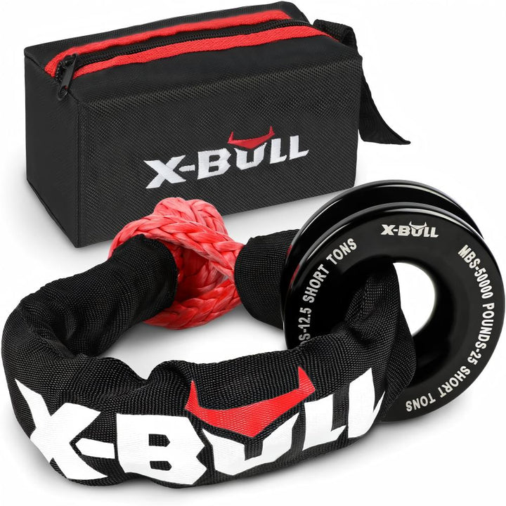 X - BULL Synthetic Soft Shackles 35,000lbs Max Breaking Strength 1/2 inch x 22 inch with Snatch Recovery Ring Kit