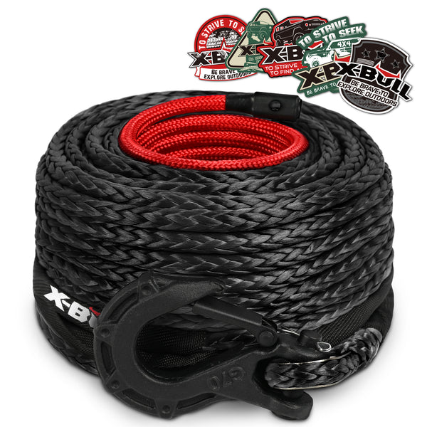 X-BULL Synthetic Winch Rope Kit 3/8" X 85ft 32000 LBS - Black