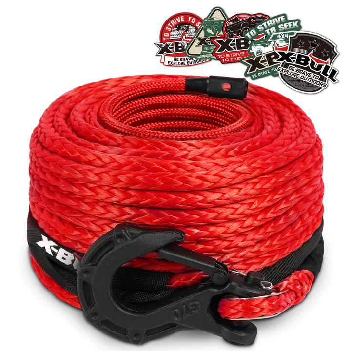 X-BULL Synthetic Winch Rope Kit 3/8" X 85ft 32000 LBS - Red